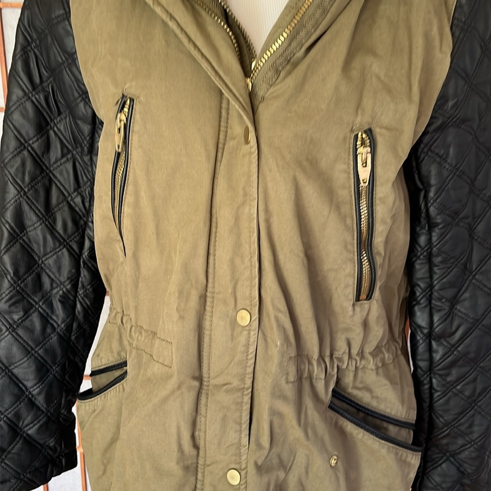 H&M Cotton Jacket with Faux Leather Sleeves - Picture 2 of 7